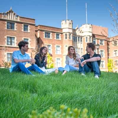 Students hanging out on campus